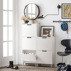 SoBuy Smalt skoskåp med 3 dörrar 50x19x129cm Vit FSR151-H-W