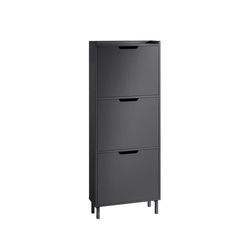 SoBuy Smalt skoskåp 50x19x129cm - Med 3 dörrar | Svart FSR151-H-SCH