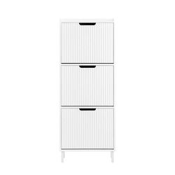 SoBuy Smalt skoskåp med 3 dörrar – 50x19x130cm | Hallförvaring | Vit FSR177-H-W