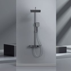 EMKE Termostatbrusesæt: 45 cm plade, Regnbruser, Håndbruser 3 dyser, KTW, Antracit mat