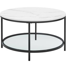 Vasagle LCT071B13 sofabord, stuebord, sofabord, med glas top, sort ramme