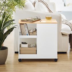 SoBuy Arkivskab med hjul 60x30x60cm– Vit Sidebord FBT130-WN