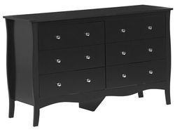 Kommode Svart Skjenk med 6 Skuffer 75 x 130 cm Stue Soverom Gang Oppbevaring Moderne fransk stil