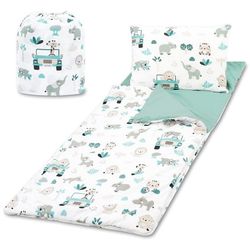 Barnsovsäck med kudde och dragkedja för bebis 3-7 år - 135 x 70 cm barnsovsäck inomhus för dagis dagis filtlås