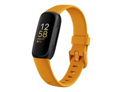 Fitbit Inspire 3 - Svart - aktivitetssporer med bånd - silikon - oransje - håndleddstørrelse: inntil 221 mm - Bluetooth - svart, morgenglød
