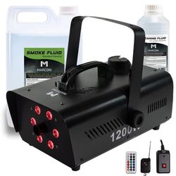 Marconi 1200W 6 LED røykmaskin pakke