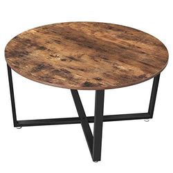 VASAGLE runt soffbord, industriell stil cocktailbord, rustikt brunt och svart