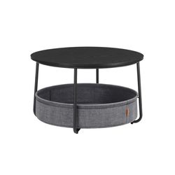 Soffbord med förvaringsväska – Snygg design – Bläcksvart och skiffergrå