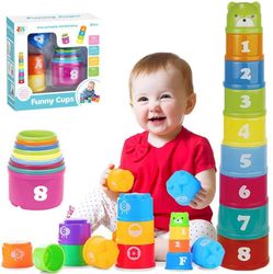 Lollanda Stacking Cup Toy – Baby Stacking Cup og Soft Blocks, Baby Stacking Games, Fokus på børns pædagogiske og interaktive læring Stacking Legetøj