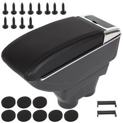 Peugeot 208 12-19 armstöd med förvaringsfack SVART ECO-LÄDER + monteringssats