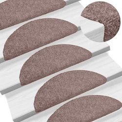 vidaXL Trappematter selvklebende 15 stk 65x21x4 cm lysebrun halvrund stor