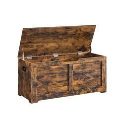 Förvaringsskåp, leksakskista, skobänk, sittkista, förvaringslåda, sittbänk med förvaring, 100x40x46 cm, vintagebrun.