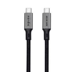 NÖRDIC 3m USB4 USB-C til C nylonflettet kabel PD3.1 240W 40G 8K60Hz 4K144Hz grå