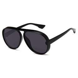 Black Aviator Pilot Solbriller Dark Glass + Senile String