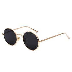 Runde solbriller Metal Gold Dark Glass