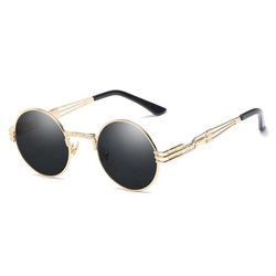 Runde solbriller Metal Gold Black Glass