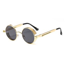 Runde metal solbriller guld sort glas