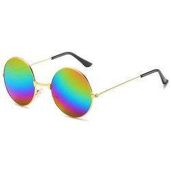 Runde solbriller Gold Rainbow Mirror Glass