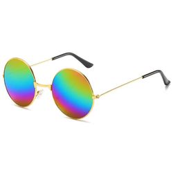 Runde solbriller Gold Rainbow Mirror Glass + Senile String