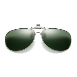 Flip Up Polarized Pilot Clip-On solbriller metallgrønn