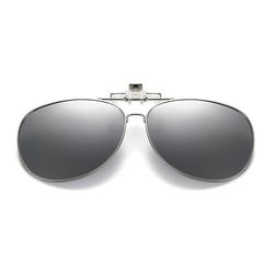 Flip Up Polariserede Pilot Clip-On solbriller Metal Sølv