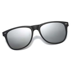 Polariserede Wayfarer Clip On Solbriller Flip Up Sølv spejllinser