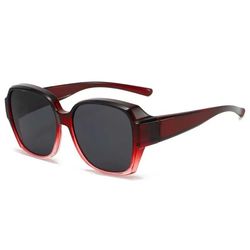 Polarized Suncovers Solbriller Over Briller Rød/Sort