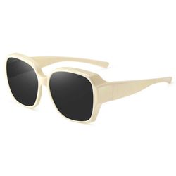 Polarized Suncovers Solbriller Over Briller Hvid/Beige