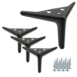 4x Elegant Anchor møbelben, matsort, højde 12 cm