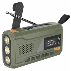 Solar Power Håndsving DAB FM Radio Lommelygte 4500mAh Power Bank