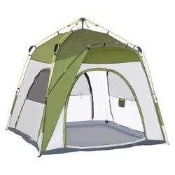 Rootz Telt - Pop Up Telt - Campingtelt - Automatisk telt - 4 personers campingtelt - Vejrbestandig - Grøn/Grå - 195cm x 240cm x 240cm