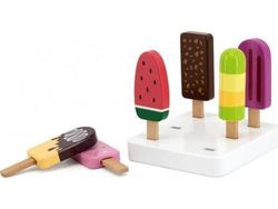 Viga Toys Iskremsett i tre med stativ 6 stk.