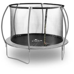 Gymrex - Studsmatta med skyddsnät - Ø 305 x 180 cm - 100 kg - Svart/grå
