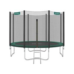 Trampolin – Med sikkerhedsnet og stige – Sort-grøn