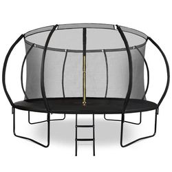 Stor studsmatta HyperMotion 430 cm (14FT) med säkerhetsnät & stege – för trädgård & inomhus – maxvikt 150 kg