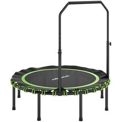 Fitness-trampolin med justerbart håndtag, inde/ude, grøn