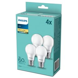 Philips 4-pack LED E27 Normal Frost 60