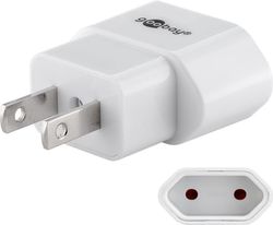 Goobay strømadapter US / Japan, hvit Euro-plugg (type C, CEE 7/16) > US / japansk plugg (type A, NEMA 1-15, 2-pinners)