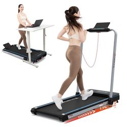 Fällbar och lutbar löpband med 7,7%, 1400W, CITYSPORTS WP3, 1-12 km/h. Svart med blått. APP. Bluetooth