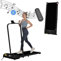 2-i-1 løbebånd til hjemmet og kontoret, 1-6 km/t, LED-display, Bluetooth-højttaler, fjernbetjening, telefonholder, foldbar, ingen montering