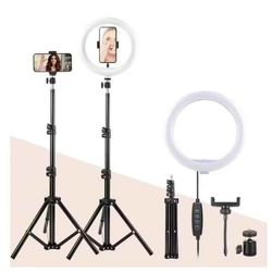 25 cm LED-ringlys med 160 cm stativ og telefonholder – Perfekt for live streaming og foto
