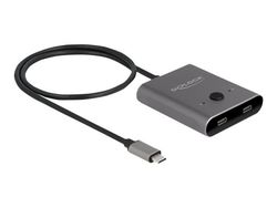 Delock Switch 2 to 1 - Hub - toveis, 8K, 10 Gbps - 2 x USB-C (Power Delivery) - stasjonær