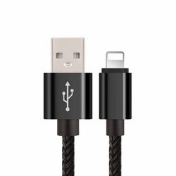 Ekstra holdbar 1M Apple Lightning Quick Charge Chable (svart)