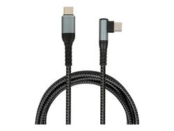 iBOX - USB-kabel - USB-C (hane) rak till USB-C (hane) vinklad - USB 2.0 - 20 V - 5 A - 2 m - USB-strömförsörjning (100W) - grå, svart