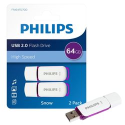 Philips USB Stick Snow Edition 64 GB - USB2.0, Magic Purple, 2-pak