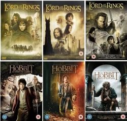 LORD OF THE RINGS + HOBBIT TRILOGY DVD 6 MOVIE FILM COLLECTION Release Region 2 Brand New