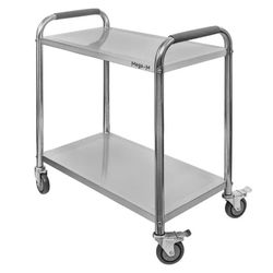 Rostfritt stål 2-hyllad Mega-M STANDARD serveringsvagn B-85 cm D-45 cm H-90 cm N