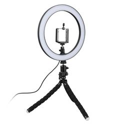 Selfie-lampa/Ring light (26 cm) med formbart stativ