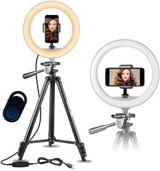UNIQ 701 Selfie-lampe med stativ og feste for smarttelefon, selfie-ringlys for Youtube, Instragram og TikTok