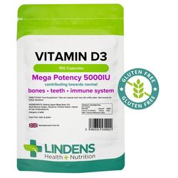 Vitamin D3 5000IU High Strength 150 2-Pack Capsules, Sun, Immune Health Lindens